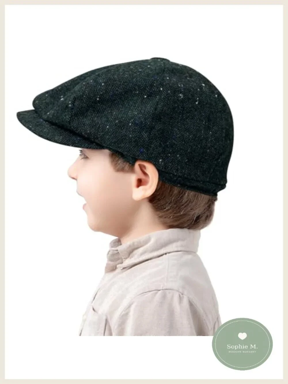 Kids Boys Vintage Newsboy Cap Wool Blend Tweed Flat Cabbie Hat